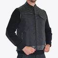 CRULE - Hex Leather Nomad Armoured Riding Vest - Black on Black