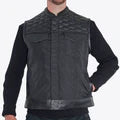 CRULE - Hex Leather Nomad Armoured Riding Vest - Black on Black