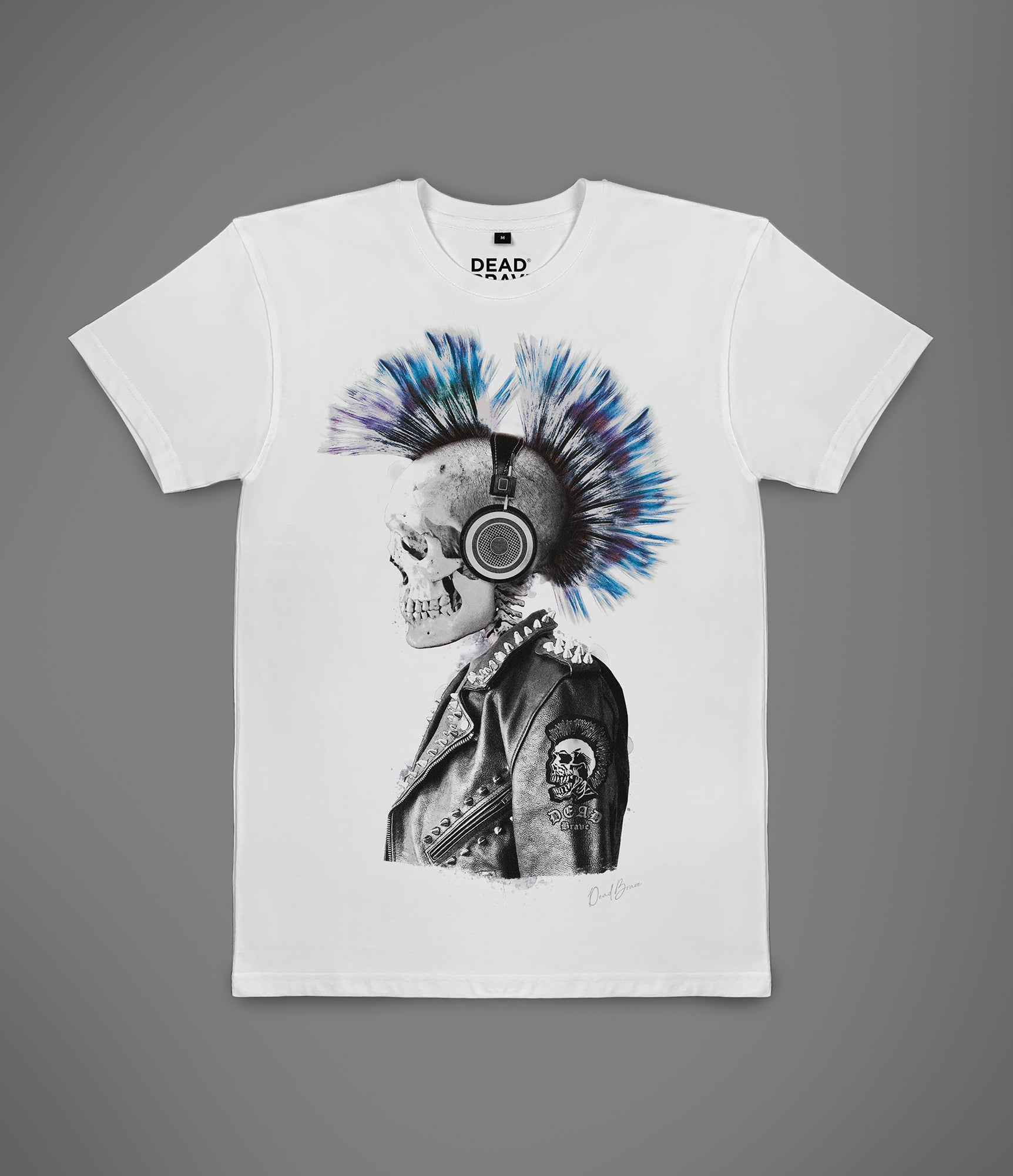 DEAD BRAVE - Punked Skull T-Shirt, White