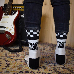 Age of Glory ~ Checker Socks Off-White Black