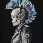 DEAD BRAVE - Punked Skull T-Shirt, Black