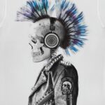 DEAD BRAVE - Punked Skull T-Shirt, White