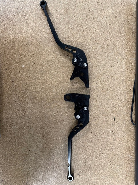CNC Alloy Adjustable Front Brake & Clutch Long Lever Set in black Triumph Air-cooled Models
