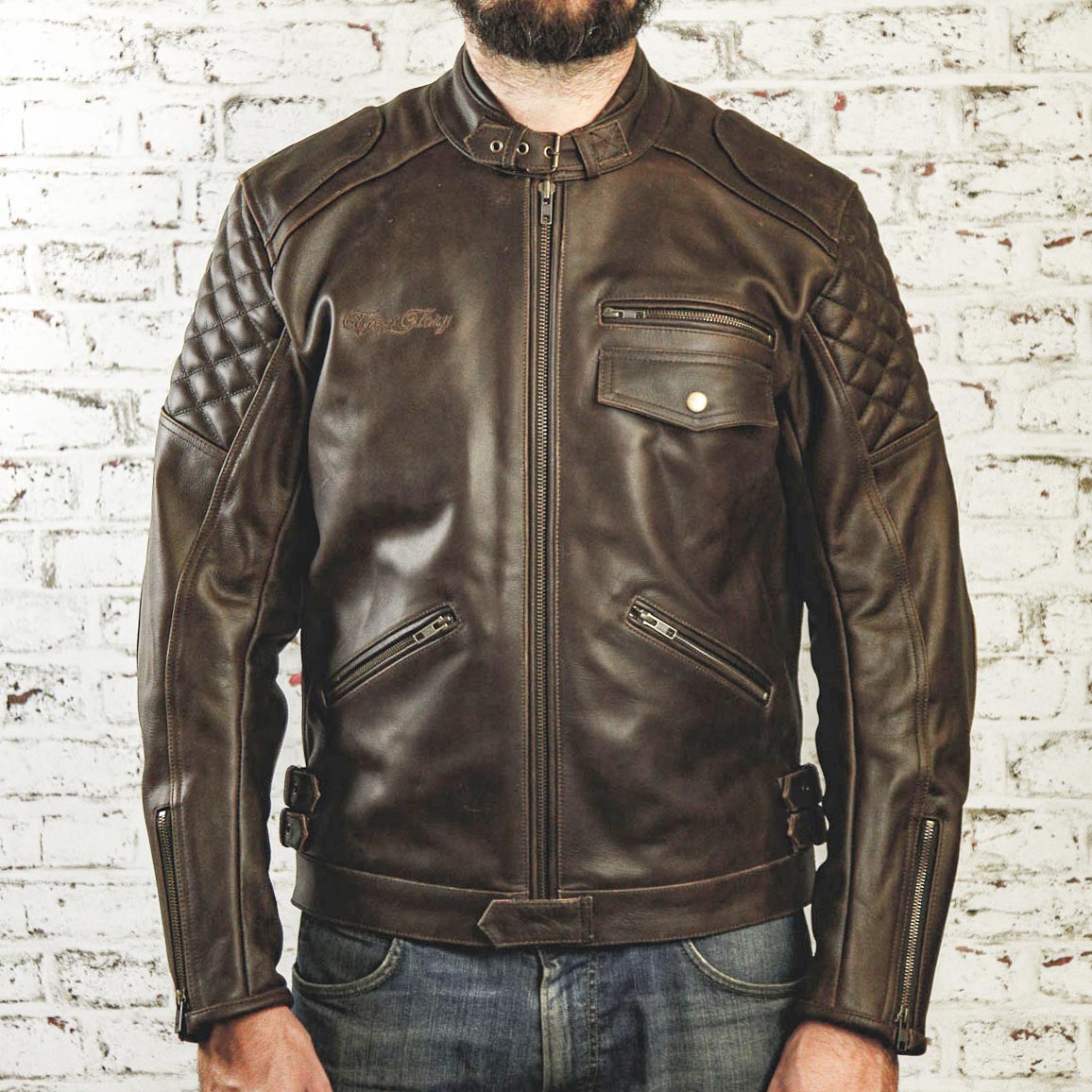AGE OF GLORY KINGPIN BROWN LEATHER CE JACKET